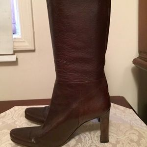 Miu Miu Brown Leather Heeled Boots, Size 6.5 / 7